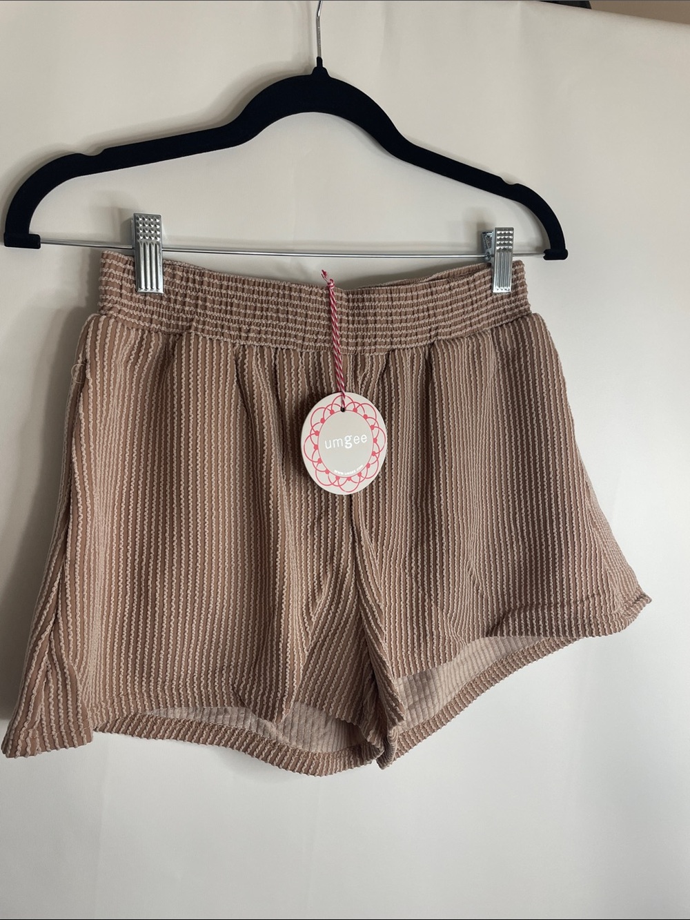 Umgee Latte Ribbed High Waist Lounge Shorts